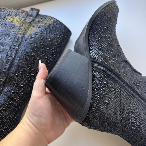 New without Box Western Black Sparkle Rhinestone Wide Calf Cowboy Boots - Picture 9 of 15